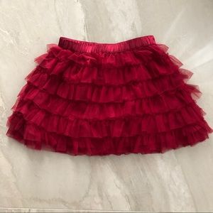 Red ruffled girls skirt
